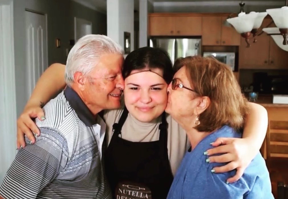Three generations baking together